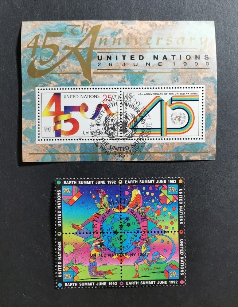 United Nations 2 blocks of 4 UMM- 1990 & 1992.