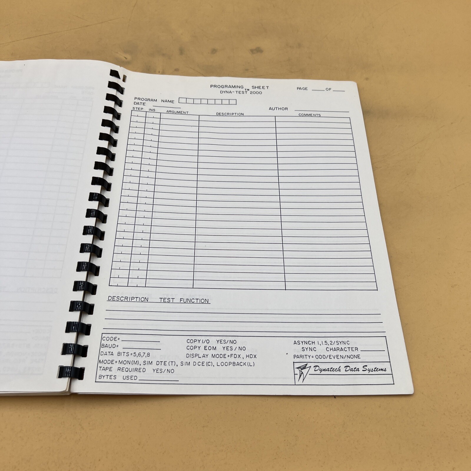 Dynatech Data Systems DYNA-Test 2000 (A) Instruction Manual Guide Book