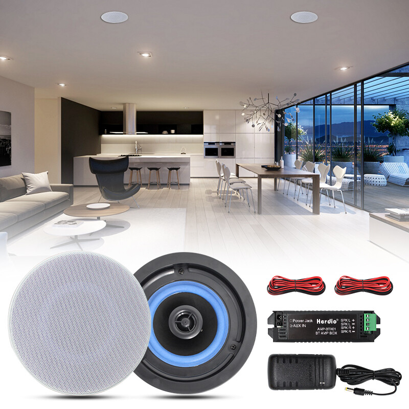 Herdio 4" Bluetooth Ceiling Speakers Kitchen Stereo Speakers Wall Flush Mount