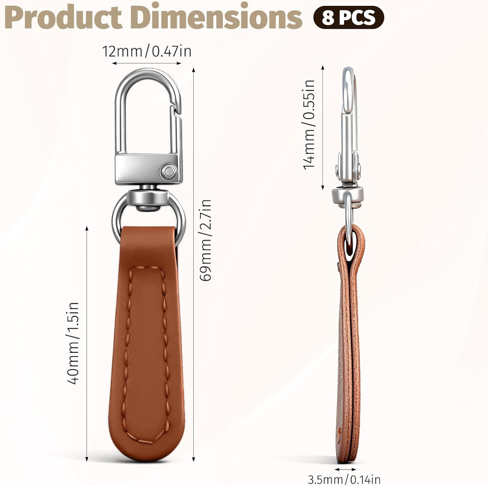 6 PCS Zipper Pulls for Purses, Detachable Leather Zipper Handle Replacement Port