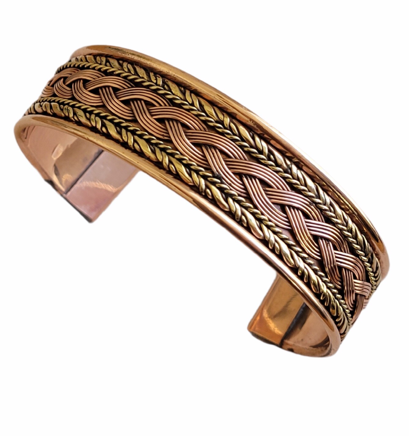 Solid Copper 2 Tone Cuffed Bracelet Pure Copper Arthritis Pain Therapy Cuff