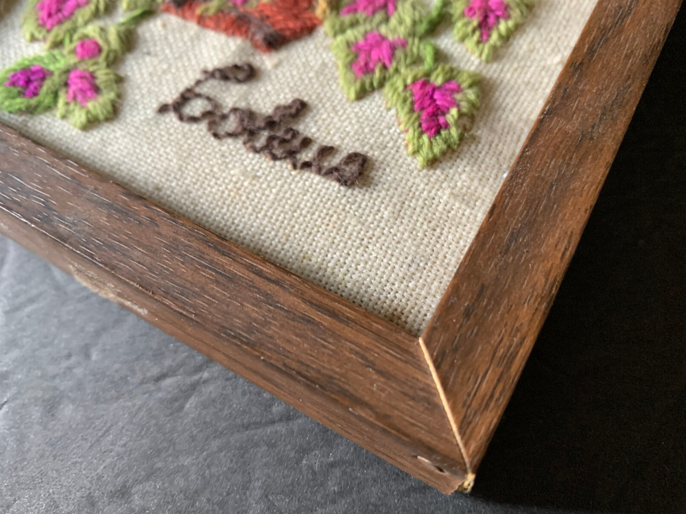 Sunset Crewel Embroidery Framed Artwork Coleus