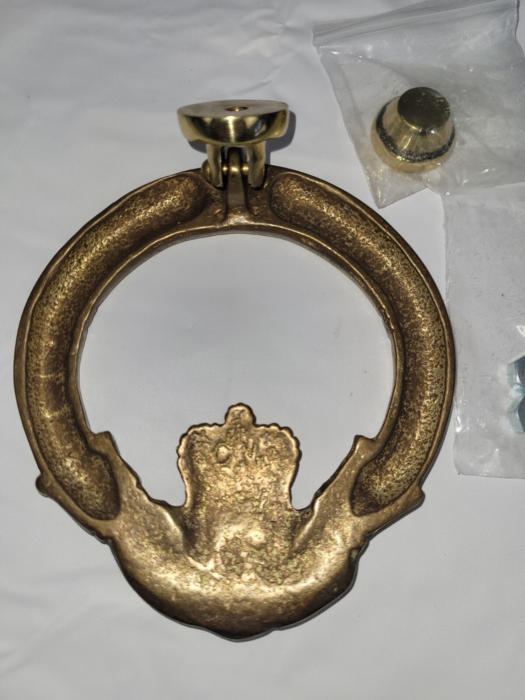 Solid Brass Claddagh Doorknocker Ring NEW