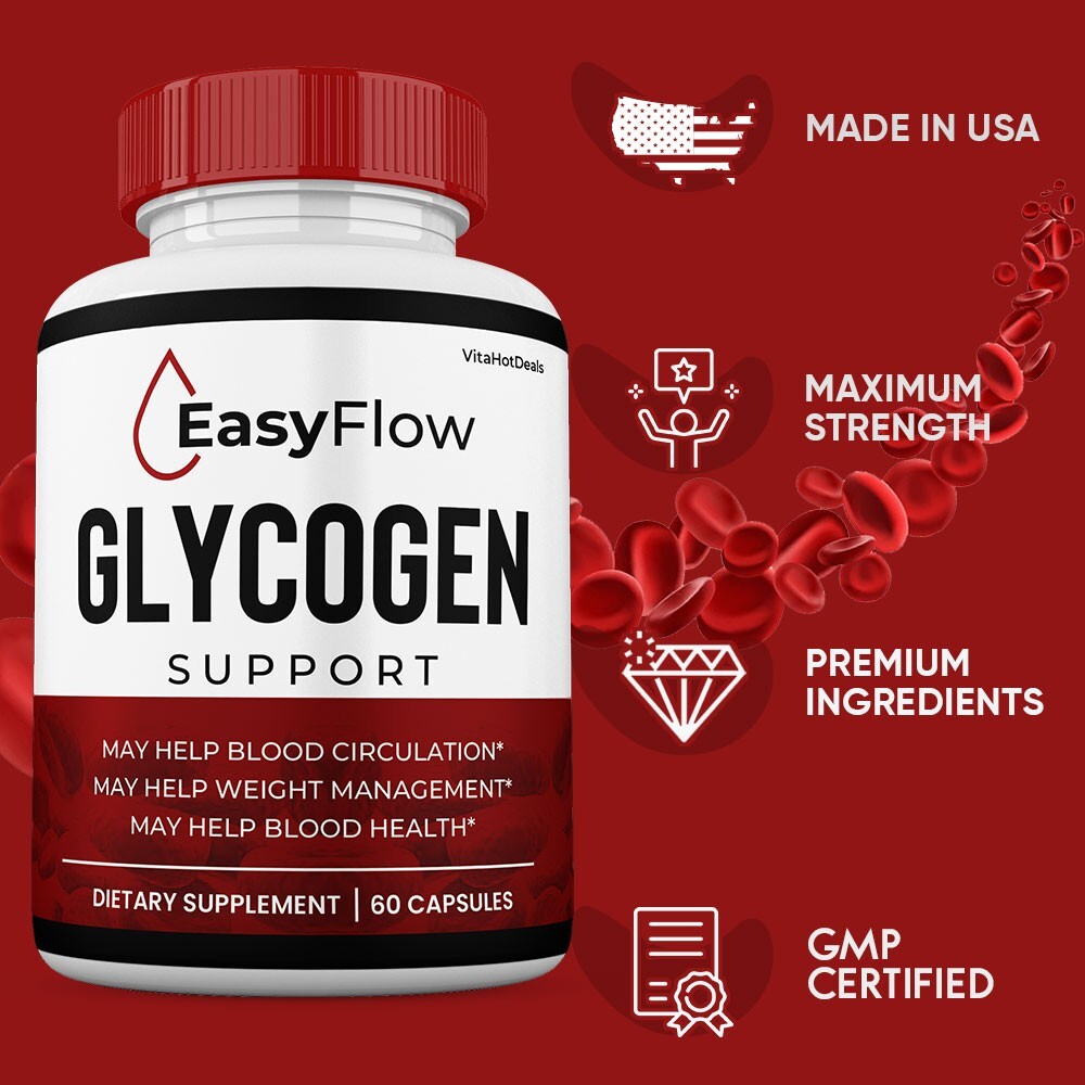 EasyFlow Glycogen Support Pills, Max Strength Blodd Support Formula (1 Pack)