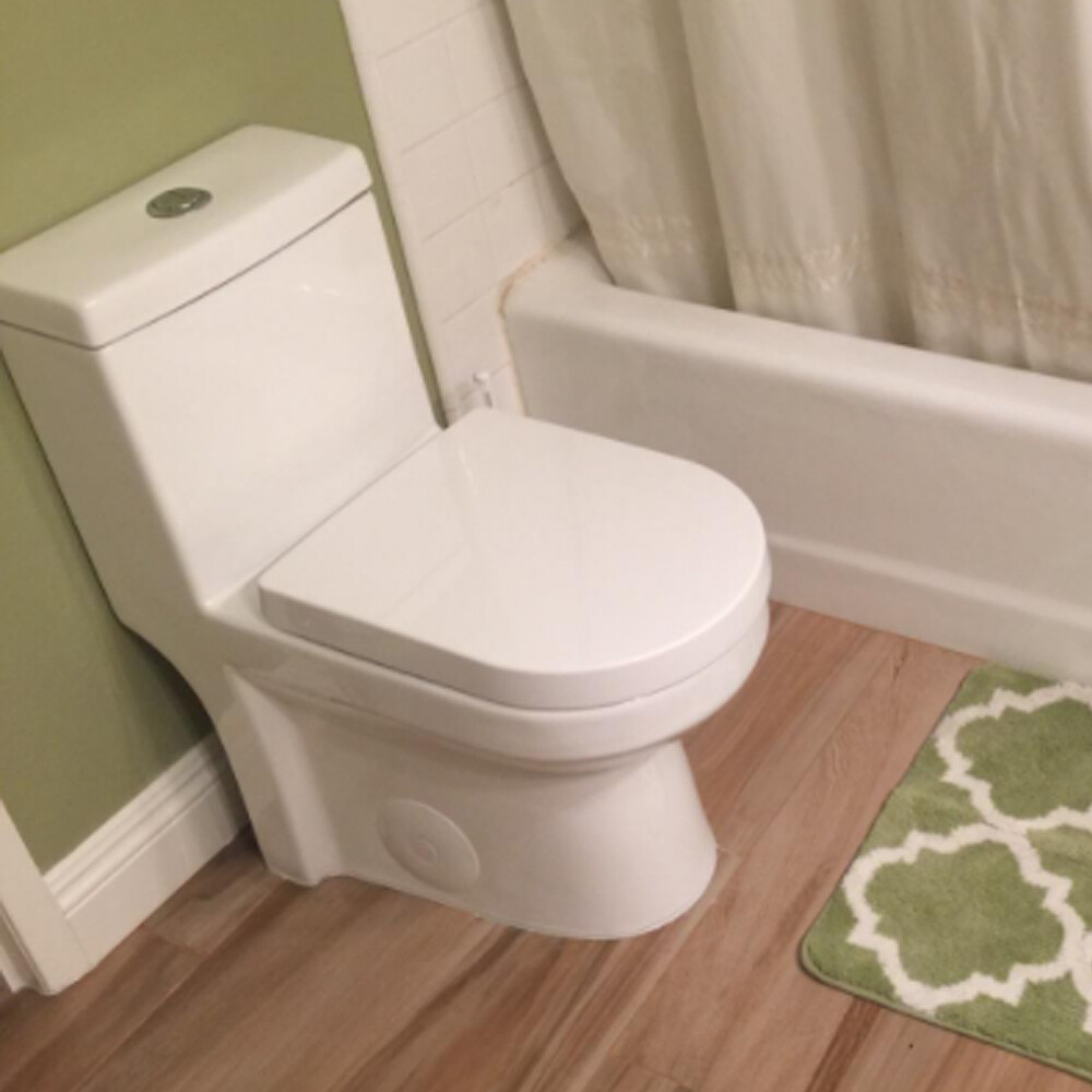 HOROW Modern Small Toilet One Piece Toilet White Dual Flush w/ Soft Close Seat