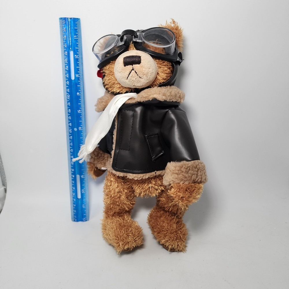PLUSH TEDDY BEAR DRESSED AS AN Aviator "Ralph" Brass Button Bears