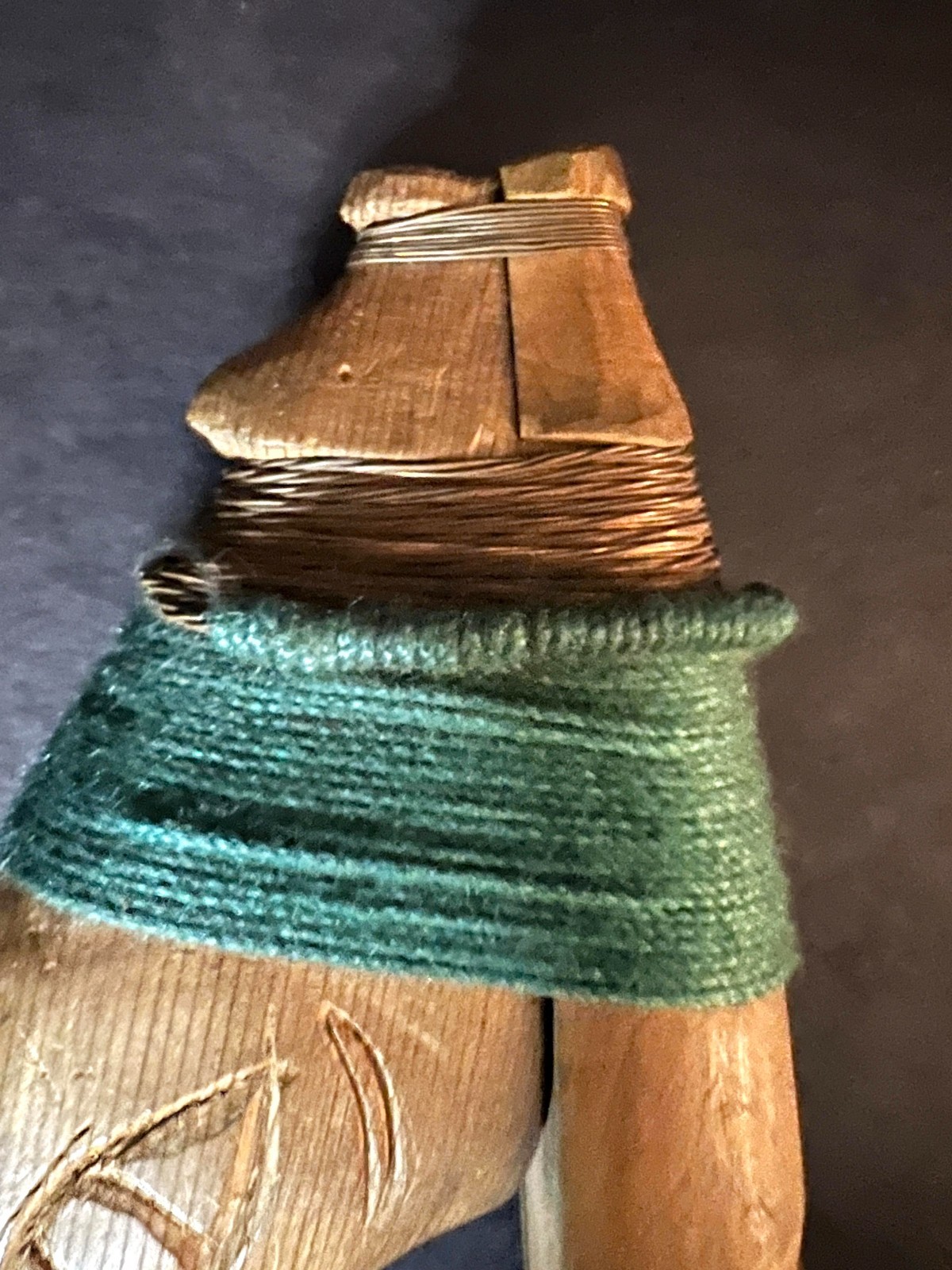 HAIDA-TLINGIT ANTIQUE HALIBUT HOOK w/Carved Totems Vintage Native Fishing