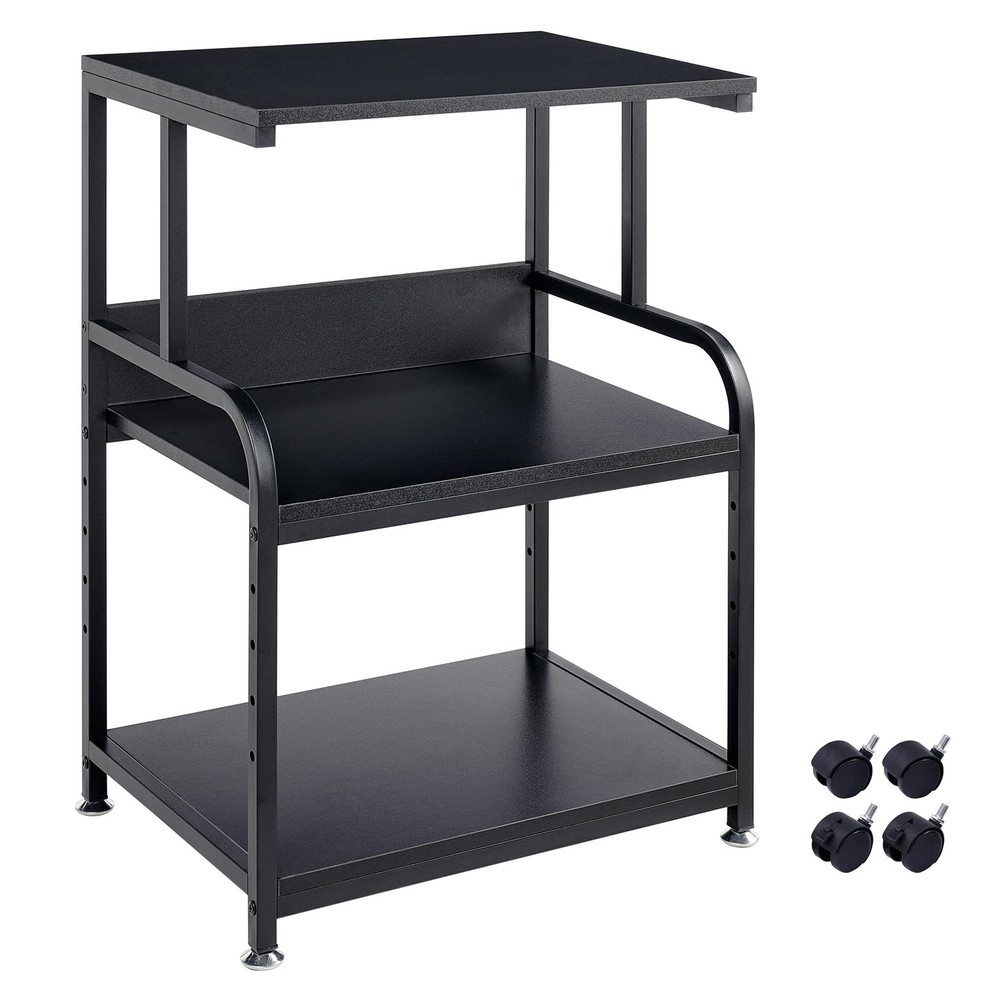 Printer Stand, 3 Tier Printer Table with Height Adjustable Storage Shelf, Rol...