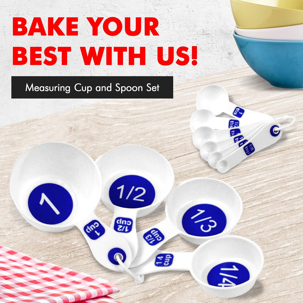Easy to Read Plastic Measuring Cup Set, 10 Piece, white