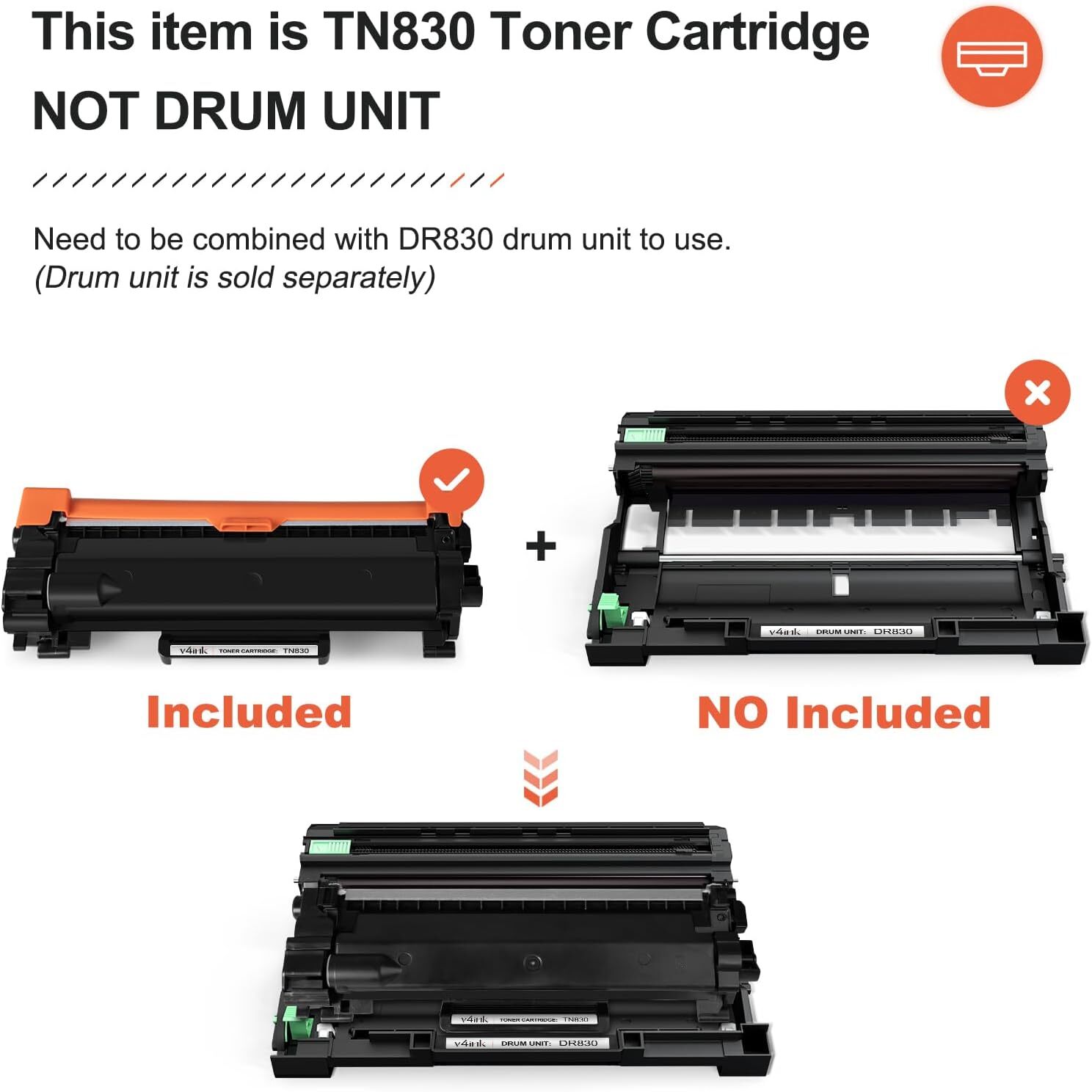 4PK TN830 XL Toner Cartridges for For Brother DCP-L2640DW HL-L2405W L2460DW