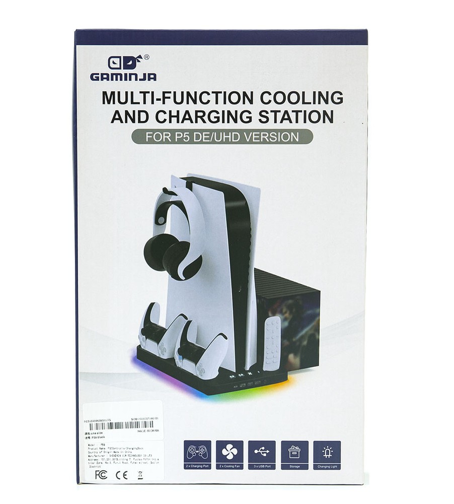 For PS5 Console Dual Controller Charger Charging Dock Station Cooling Fan