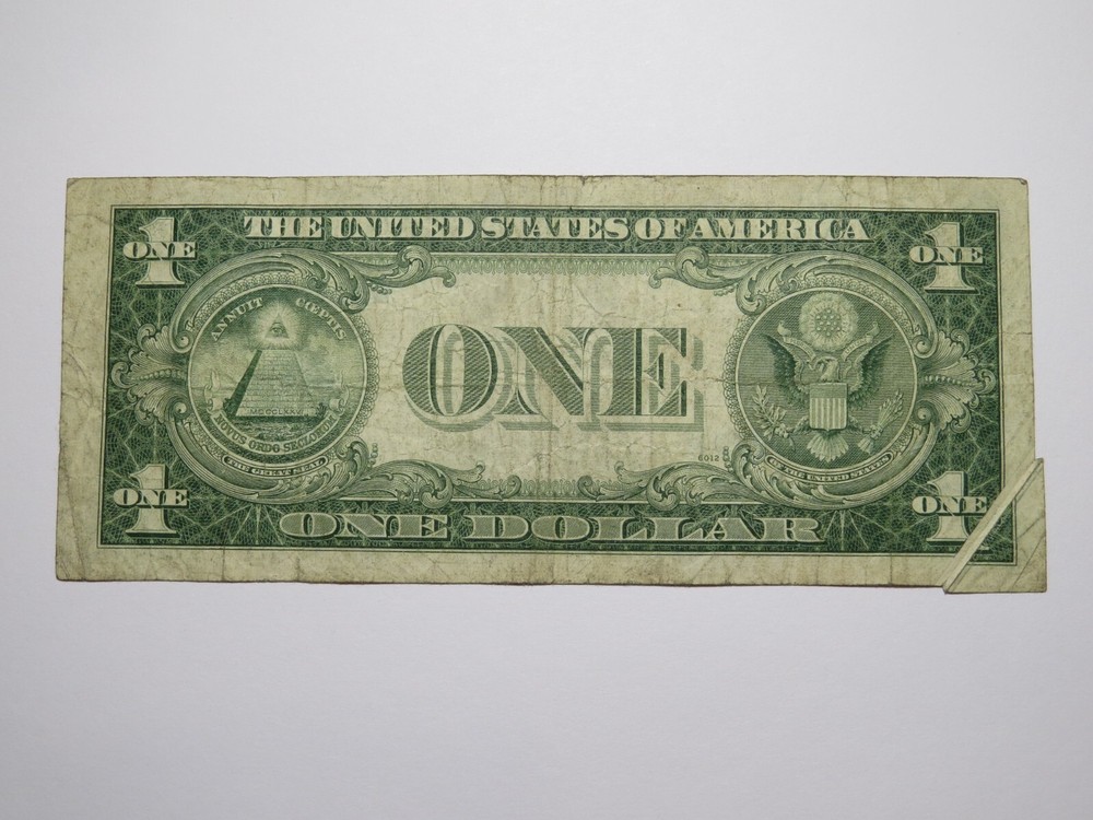 $1 1935-E Silver Certificate Gutter Fold Error Bank Note Bill Blue Seal FINE