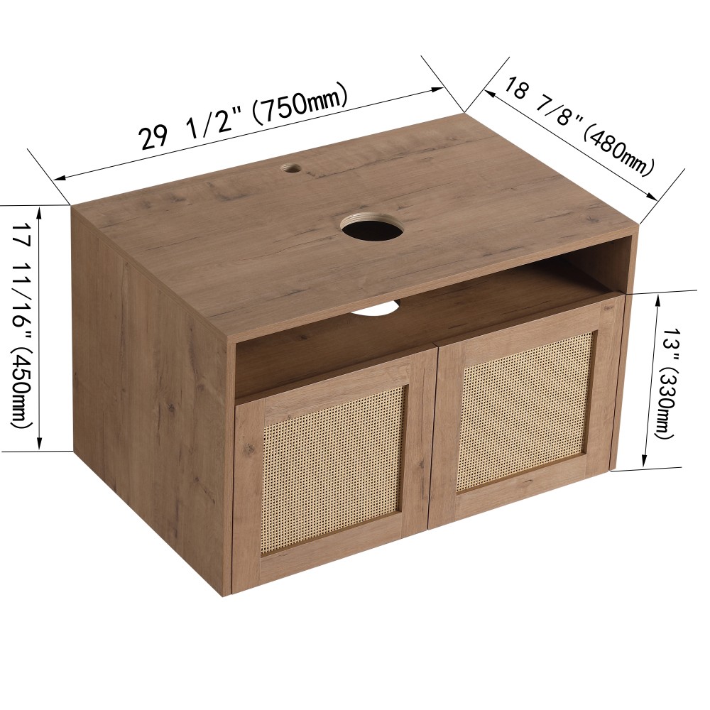 Vanity Cabinet Without Sink Features Soft-Close Doors Floating Design