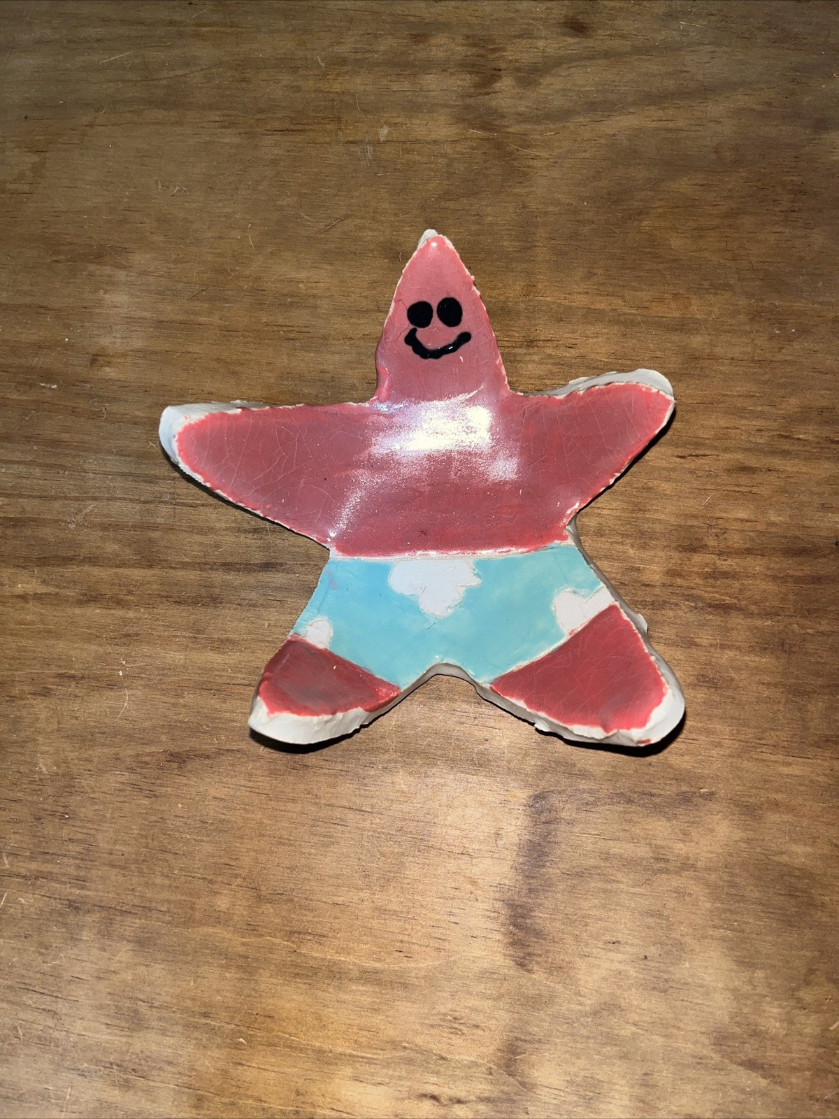 Handmade Starfish Pottery Painted ‘Patrick Star’  Trinket Dish Candle Holder
