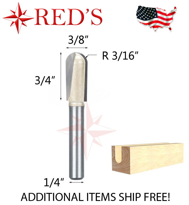 Tideway Carbide Pro LC05040604 3/8"X3/4 Round Nose 1/4" shank router bit