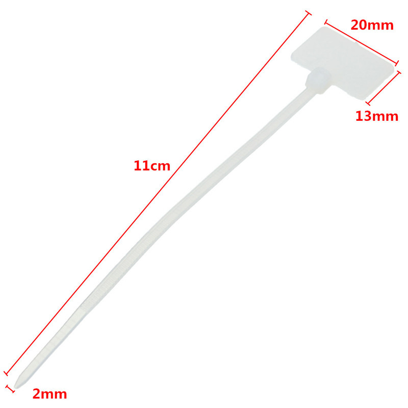 100pcs White Plastic Nylon Mark Tags Label Sticker Cable Zip Ties