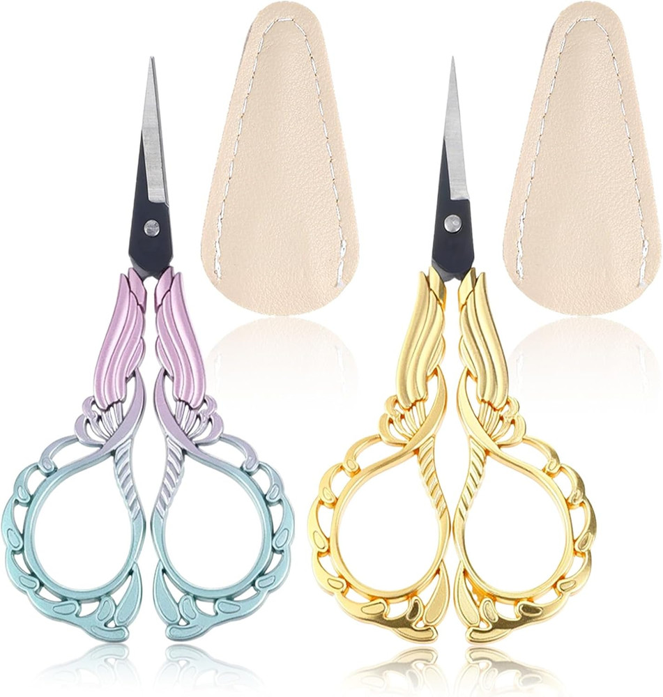 2PCS Sewing Embroidery Scissors, 4.5Inch Small Sewing Crafting Scissors Sharp