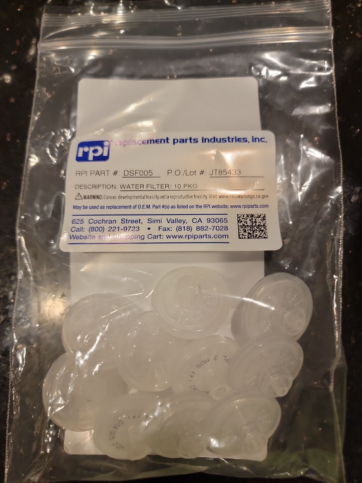 10 Pcs Cavitron Water Filter DENTSPLY Select SPS 30K - G124 RPI# DSF005