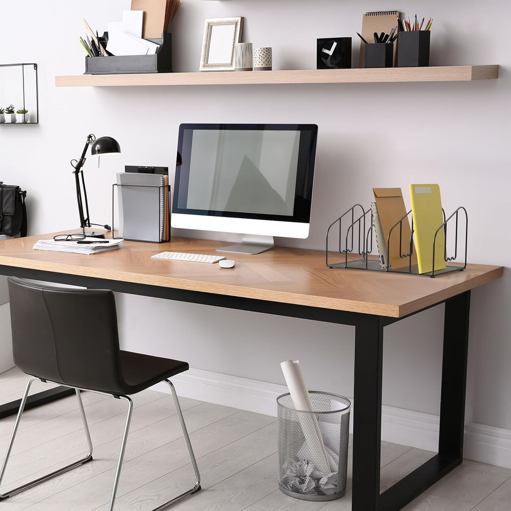 File Sorter Organizer for Desk, 5 Sections, Black