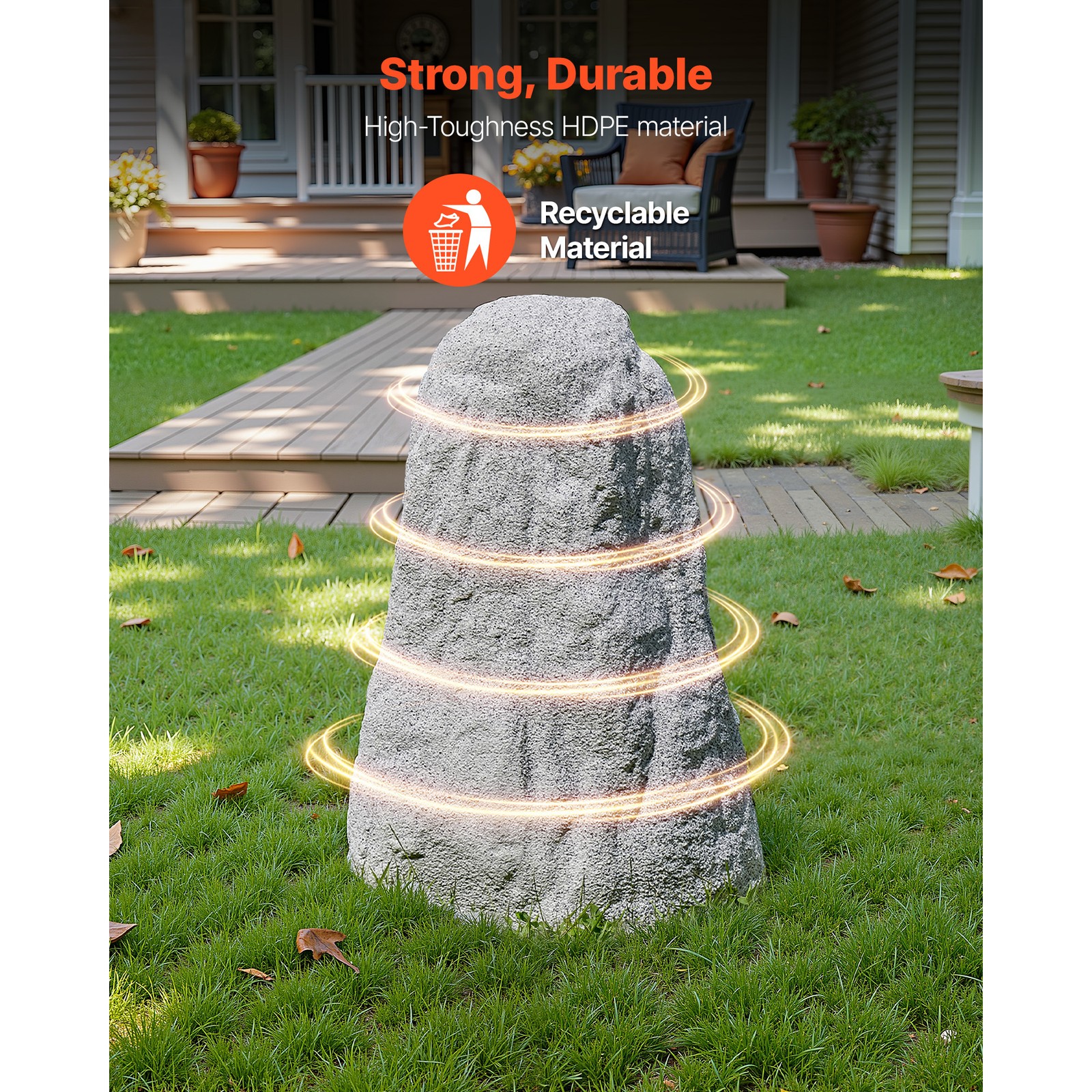 Uimoso Faux Landscape Rock Well Pump Cover Artificial Boulder Grey M