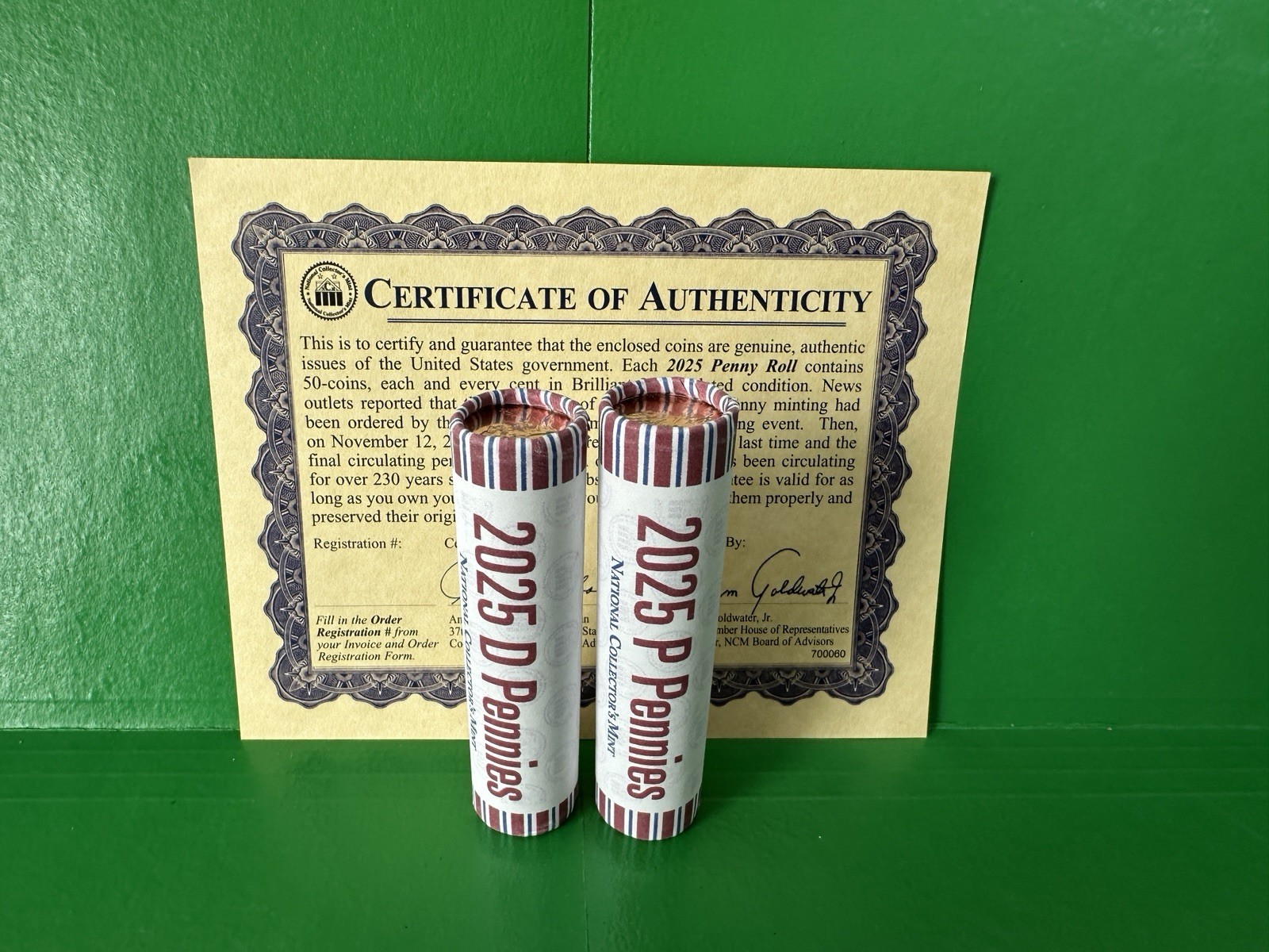 2025 Lincoln Penny Rolls Uncirculated P & D Mints Certificate Included