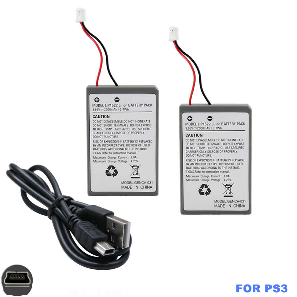 2Pack Battery Replacement FOR PS3 Dualshock 3 Includes USB Sync Charge Cable