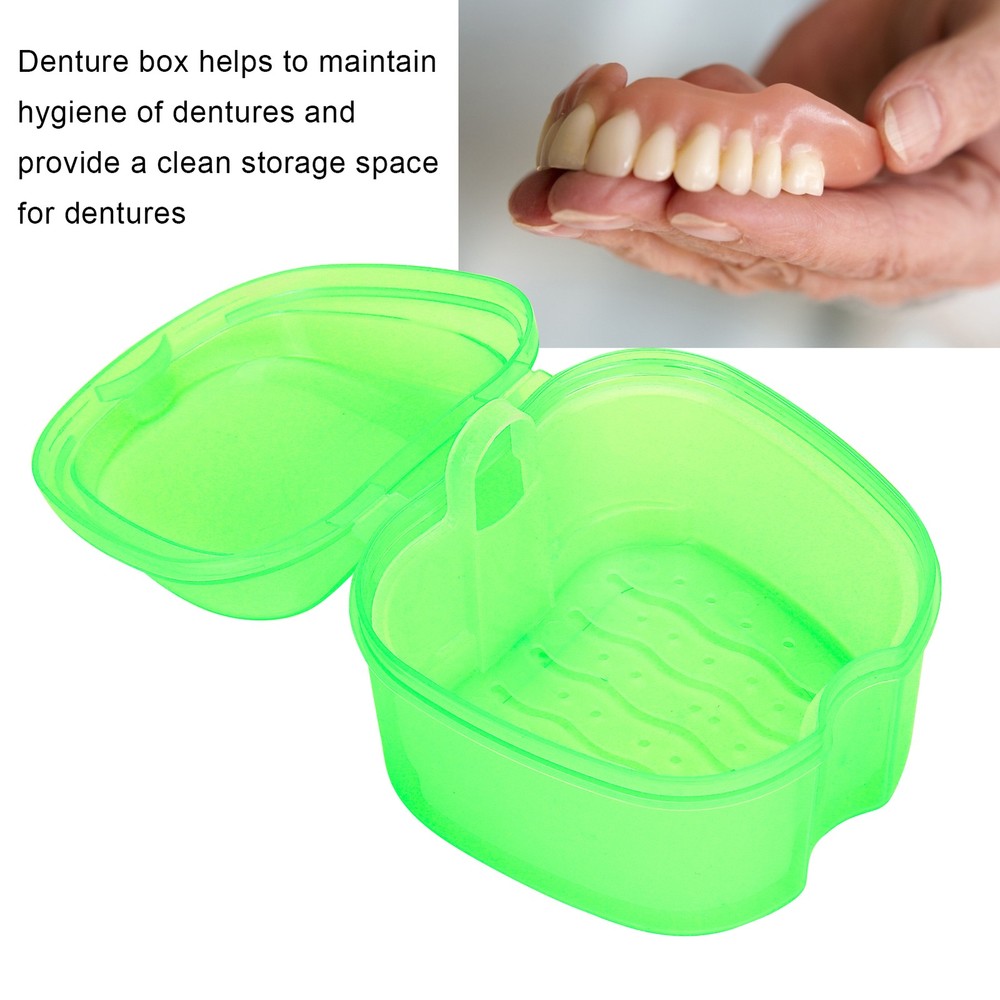 Denture Bath Case Box Soak Container Colored False Teeth Storage Box With