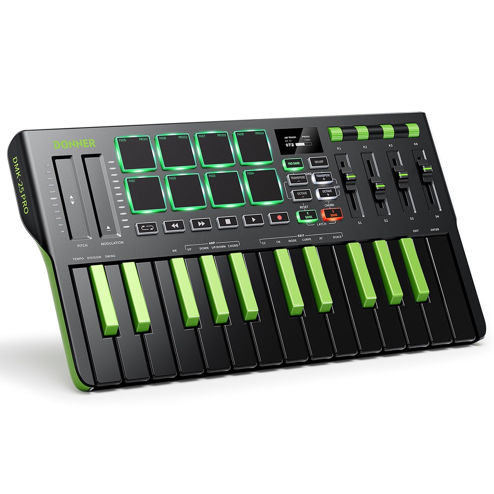 🎹 Donner USB-C MIDI Keyboard DJ Controller OLED 25 Key 8 Drum Pads Touch Bar