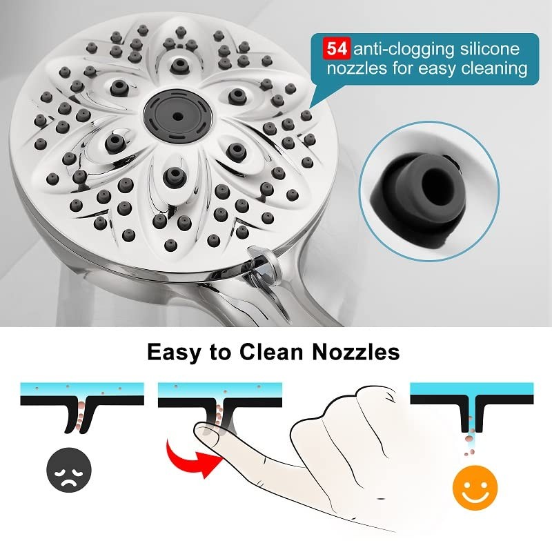 6-Setting Shower Head with Handheld, High Pressure Hand held Shower Head, 4.7...