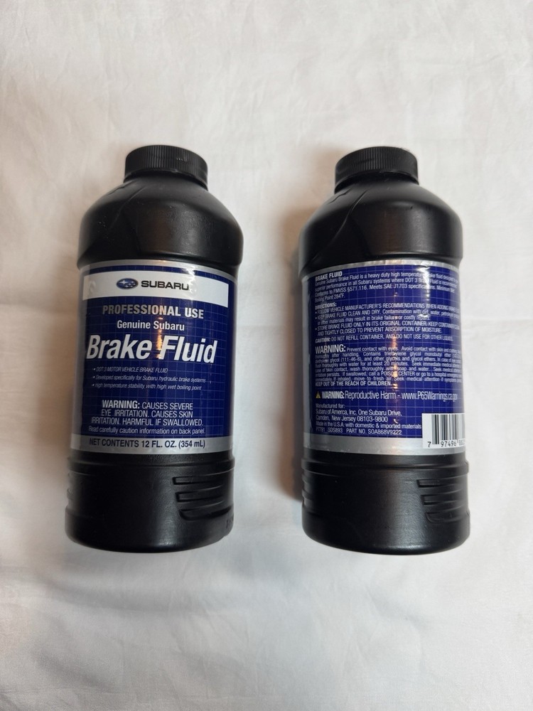 Three Bottles Genuine Subaru Brake Fluid - 12 fl.oz Bottles DOT 3 SOA868V9222