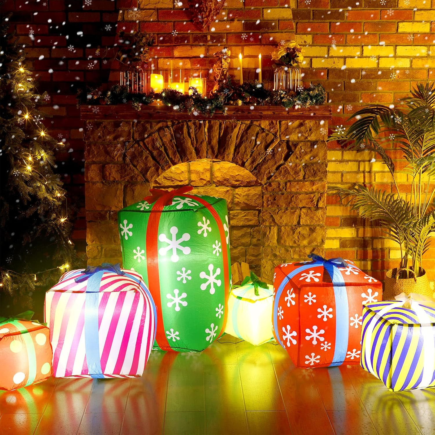 9 Ft Long Christmas Giant Inflatable Gift Boxes with LED Lights Outdoor Decorati