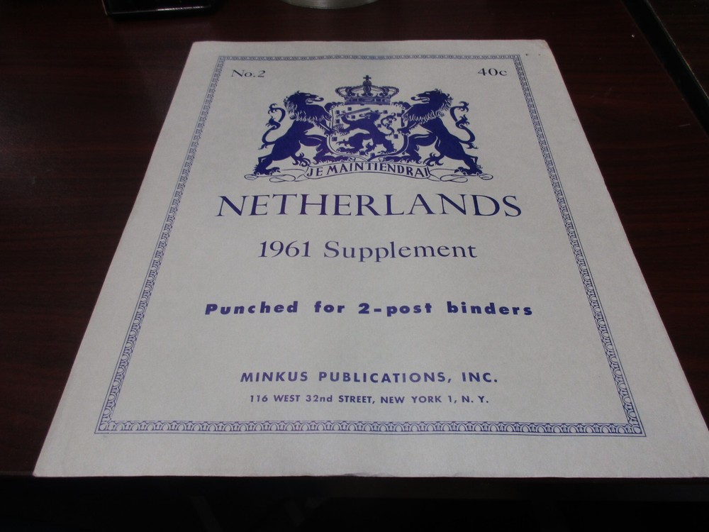 "MINKUS"  ALBUM PAGES  1961  SUPPLEMENT  Netherlands  #2    W/FREE SHIPPING!!!