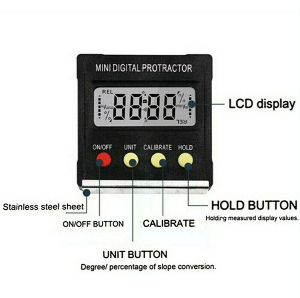 Digital LCD Protractor Gauge Level Box Angle Finder Inclinometer Magnet Meter US