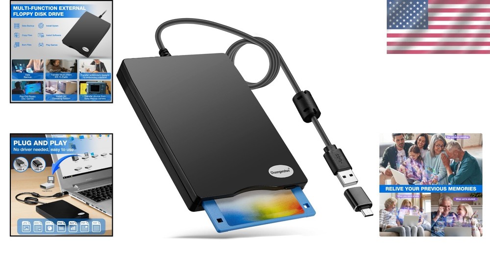 Plug and Play 3.5 Inch USB Floppy Reader, External Drive for Windows Access