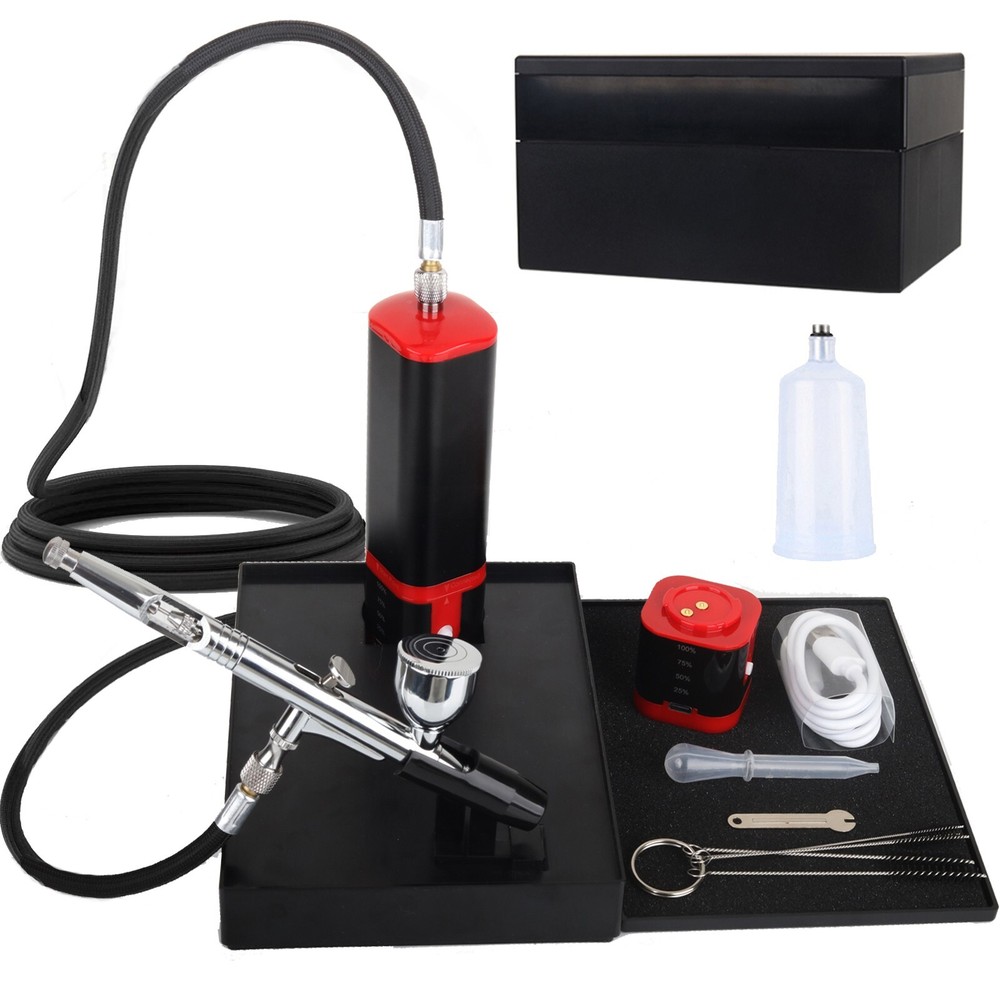 Portable Upgraded Dual-Action Extra Battery Airbrush kit with Compressor-Replace