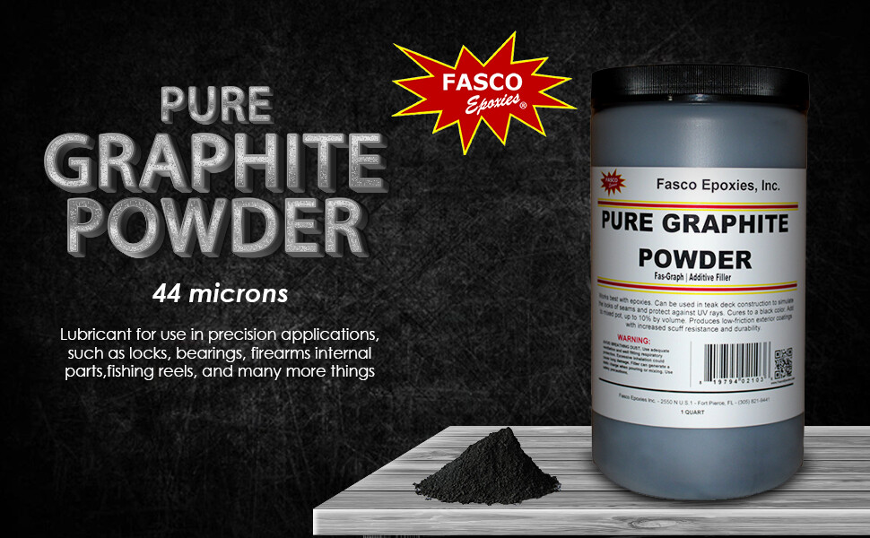 Graphite Powder Pure 44 microns - Uses include: dry lubricant, epoxy (Quart)