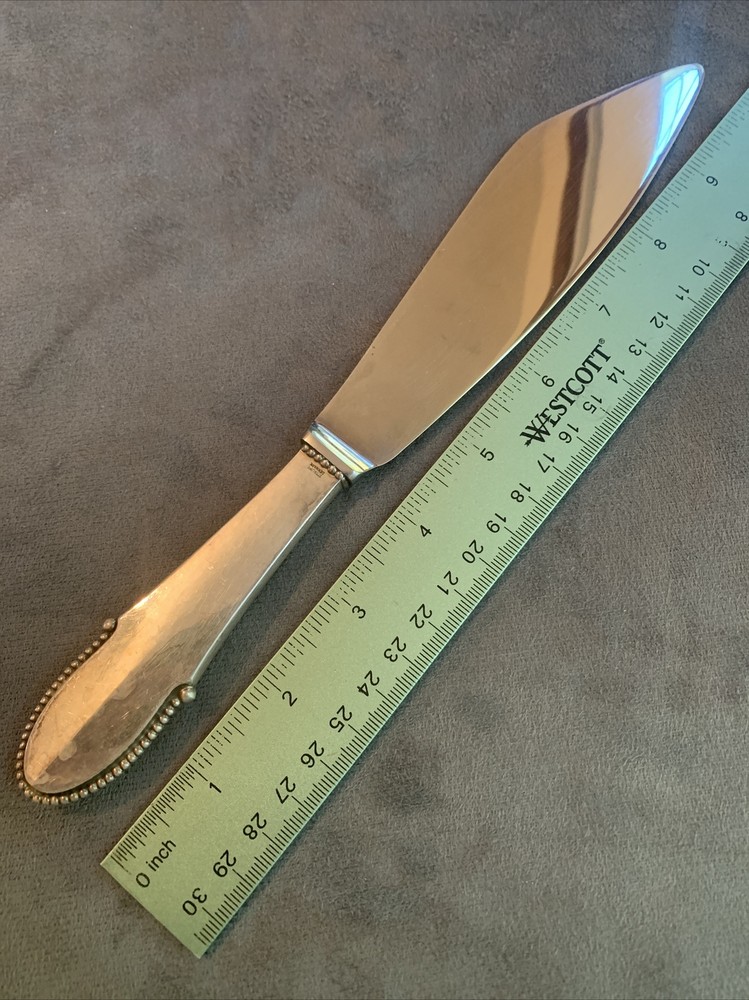 Sterling Silver Georg Jensen Denmark Beaded Pattern Cake Knife