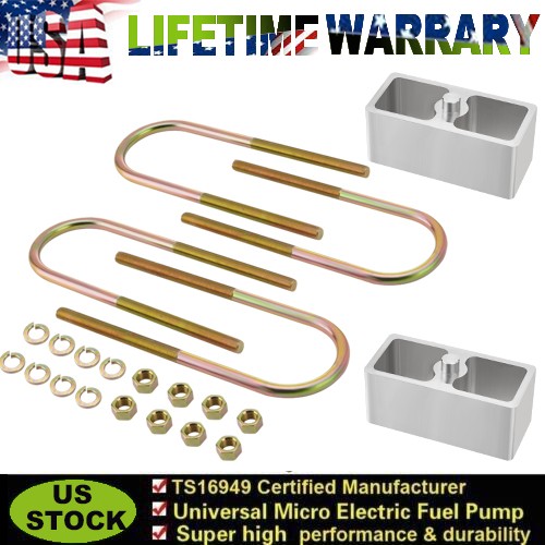 Pair 2" Inch Aluminum Extruded Leaf Spring Lowering Blocks with U-Bolt Hardware