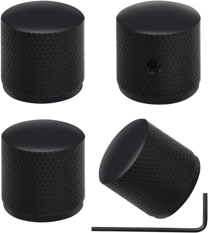 4 High-Quality Black Metal Volume Control Knobs - Fits Most Guitars & Basses