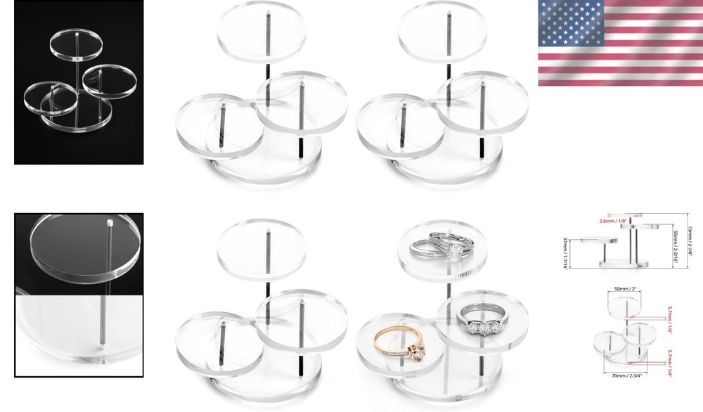 Space-Saving 3-Tier Acrylic Display Risers for Jewelry & Collectibles – 4 Pack