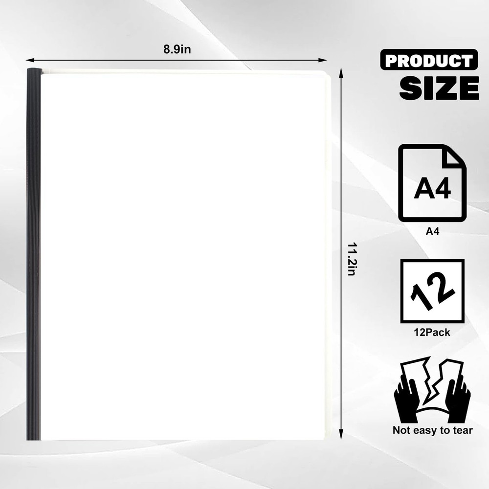 70 Sheet Capacity Report Folders, 12 Pack, A4 Letter Size, Black