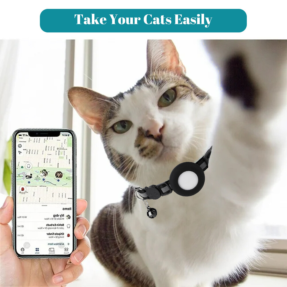 Pet Collar with Bell for Small Dogs and Cats Apple AirTag Case Cover Anti-Lost