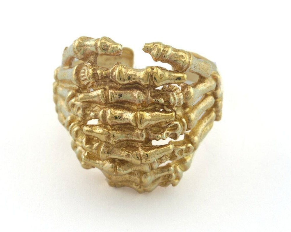 Skeleton Hand Ring Adjustable Ring Raw Brass (19mm 9US inner size) 3302