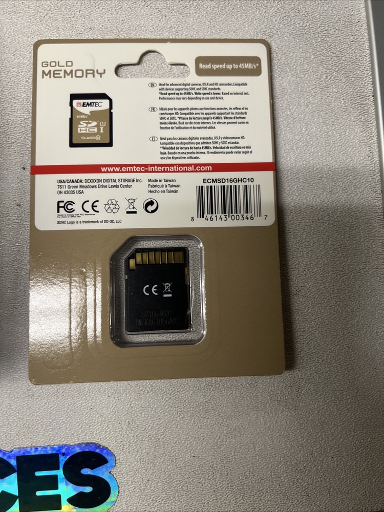 Emtec 16 GB Class 10 Gold SD HC Memory Card