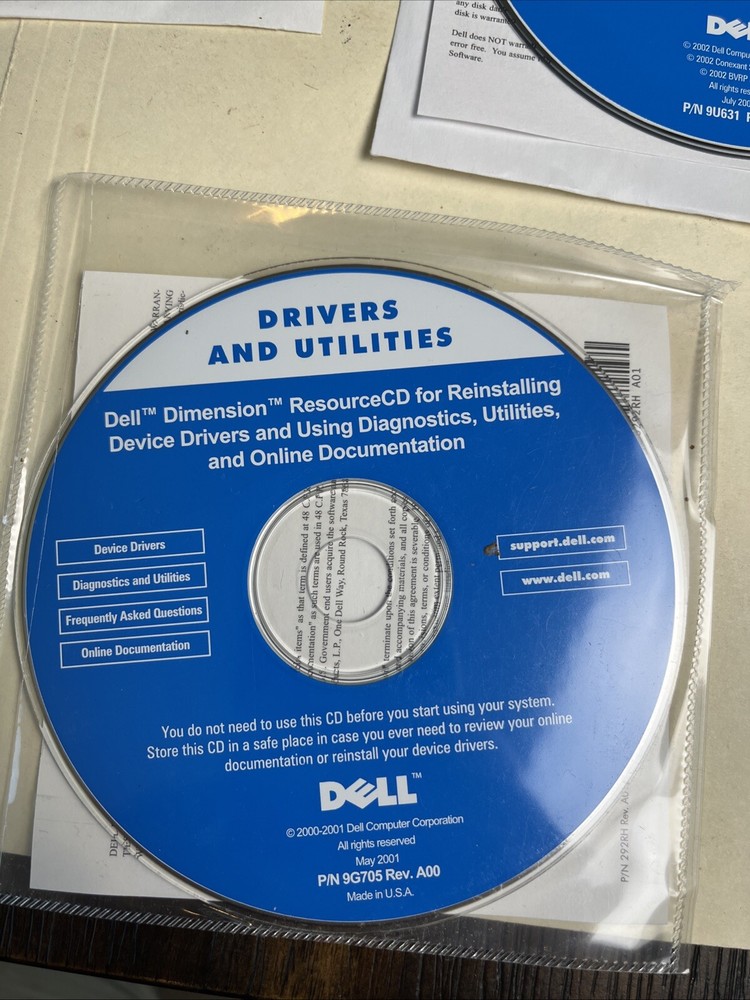 DELL Reinstallation 6 CD Discs Windows XP Pro, Roxio 5.2 Basic, Tools 2001 2002