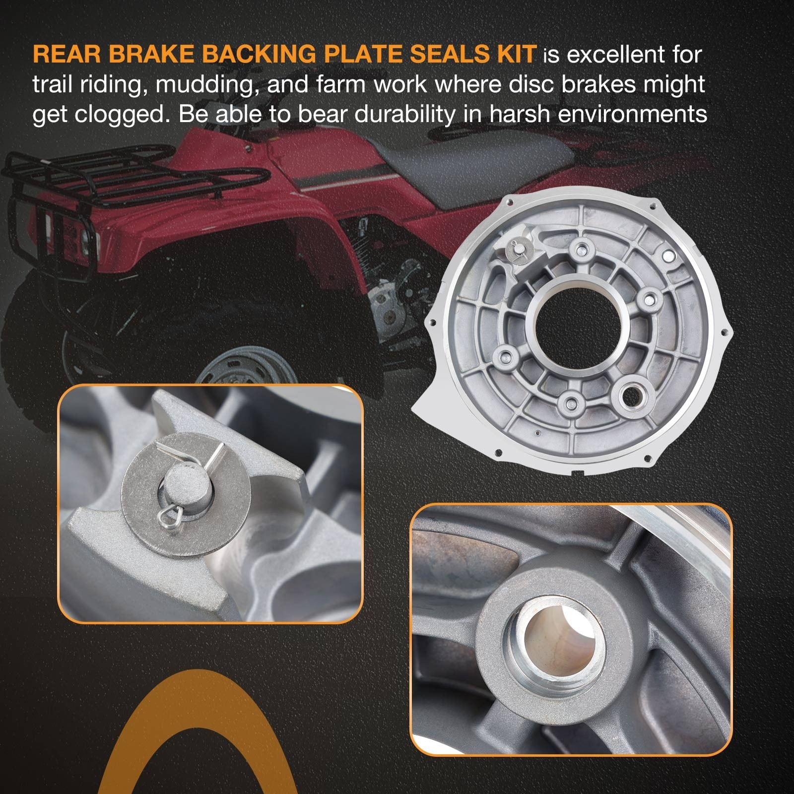 Rear Brake Backing Plate W/Bearing Seals Kit for Honda Fourtrax 300 TRX300 300FW