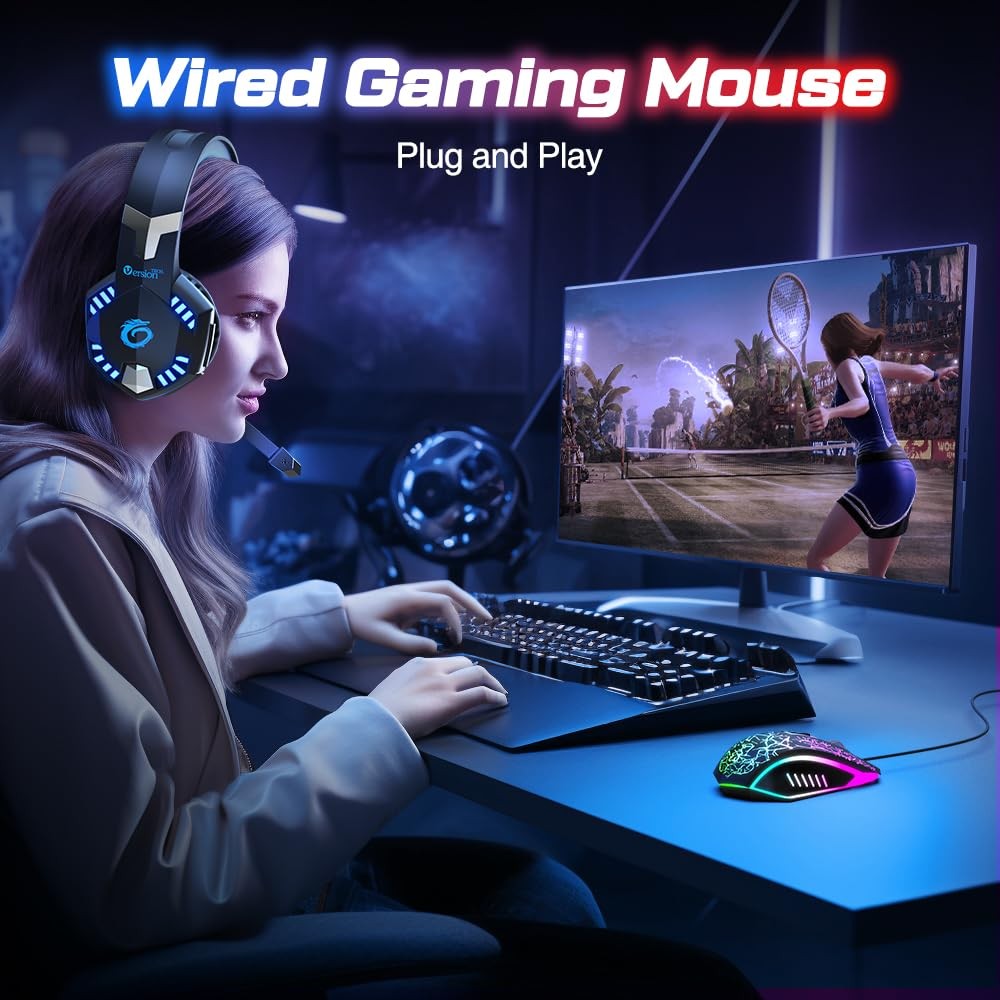 VersionTECH. Wired Gaming Mouse, Computer Mouse Ergonomic Mice with 7 LED Lig...