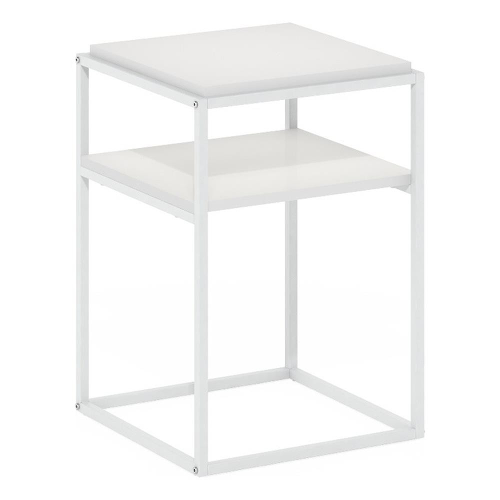 Furinno Moretti Modern Lifestyle Stackable Shelf in 2-Tier in Solid White/White