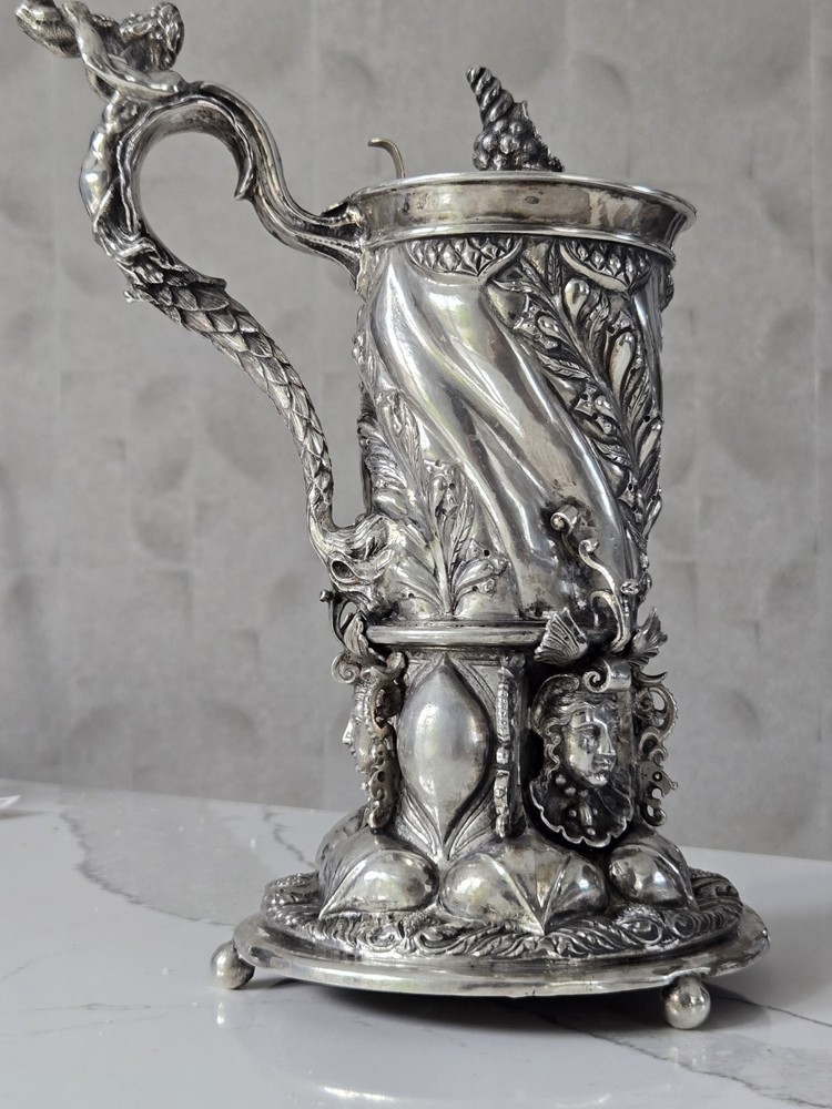 EXCEPTIONAL EXTRA LARGE GERMAN SILVER TANKARD
