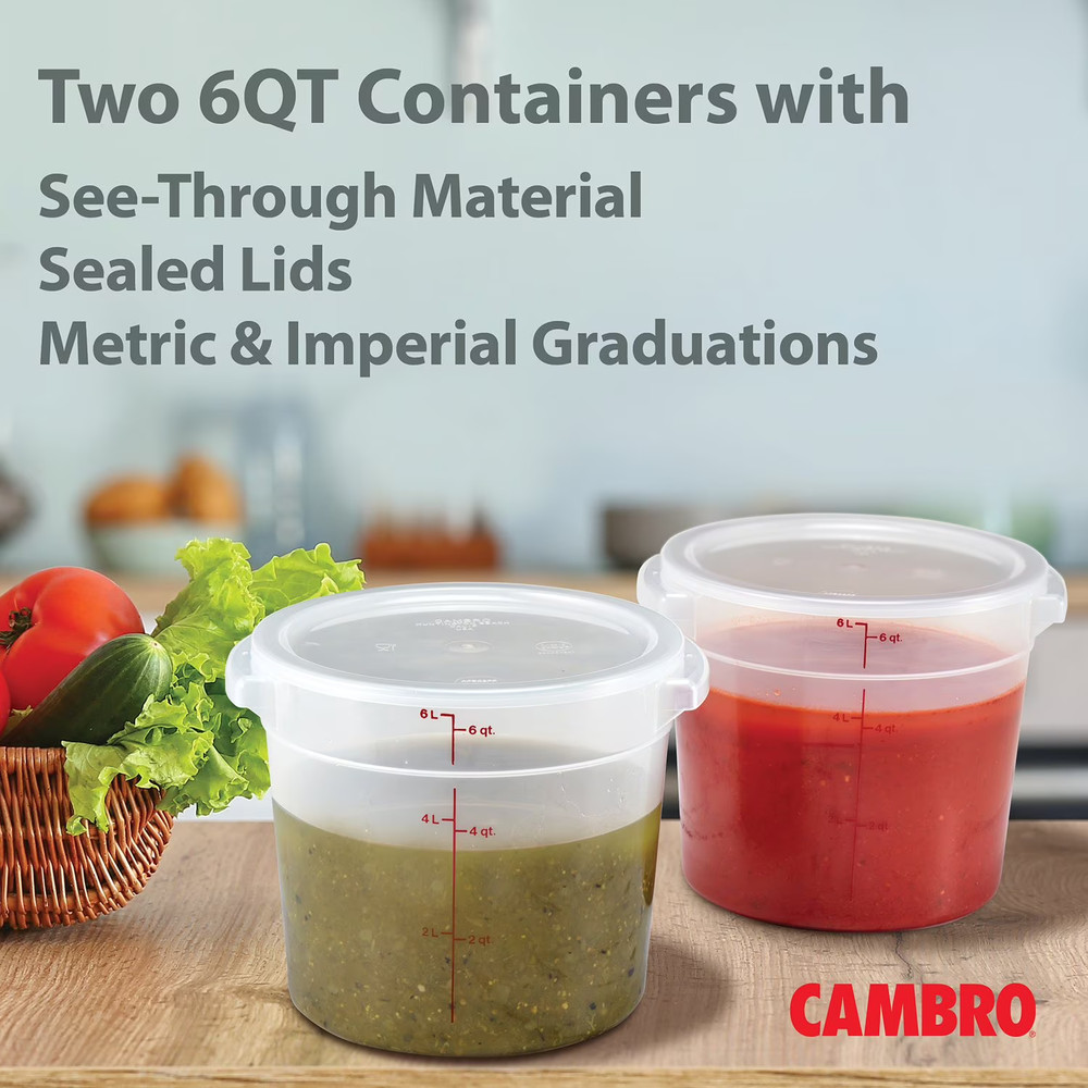 Cambro Round Translucent Container with Lid (6 qt., 2 pk.)